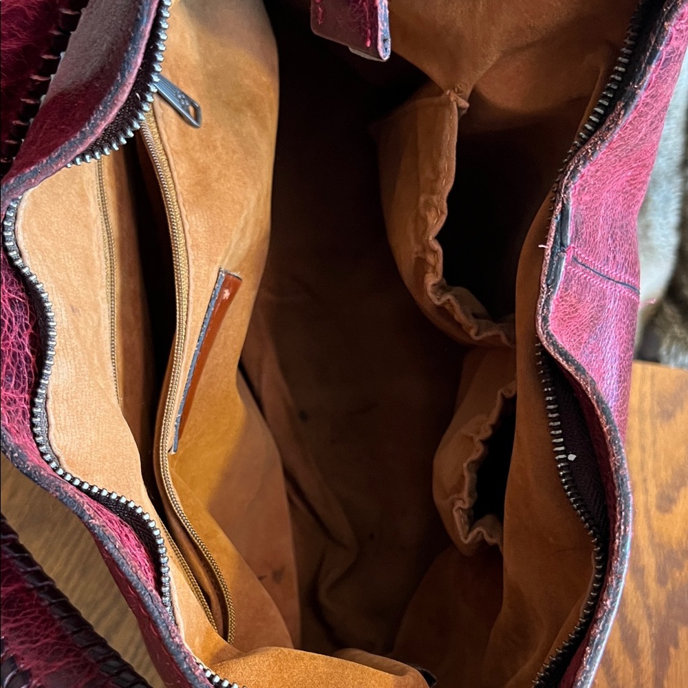 Patricia Nash Deep Red Distressed Leather Hobo Conceal Carry Bag and Wallet - Picture 14 of 16